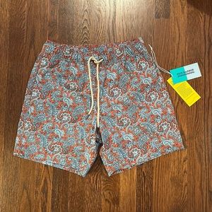 New with tags, Fair Harbor Bayberry Trunk in red paisley, size small